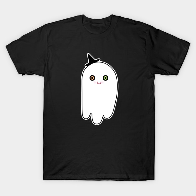 cute Halloween ghost with witch's hat T-Shirt by Lab Printopia